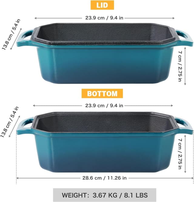Thumbnail 3 de Flavehc Cast Iron Bread Pan 8.5x4.5 Inch