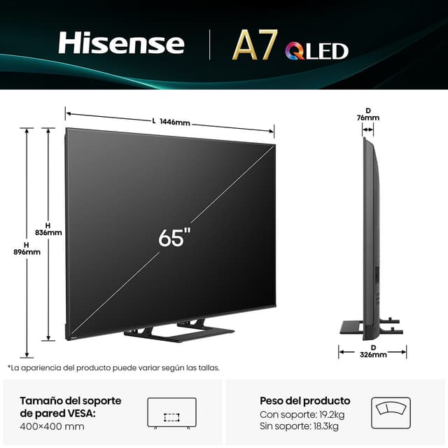 Thumbnail 1 de Hisense 65A7Q QLED UHD 4K Smart TV 📺
