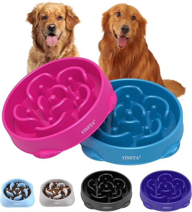 Detalle de YINEYA Slow Feeder Dog Bowl (Interactive, Anti-bloat) with Non-slip Base