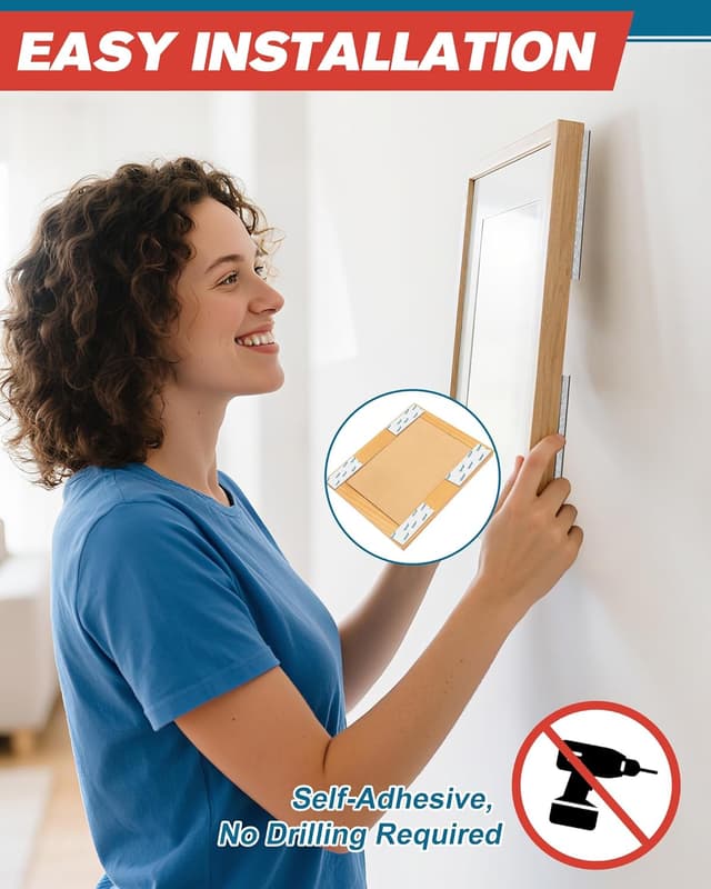 Detalle de EMITEVER Picture Hanging Strips (20 Pairs) Strong Double-Sided Sticky Mounting Tape, White