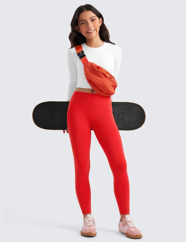 Detalle de CRZ YOGA Ragazze Butterluxe leggings con tasche, vita alta per danza, yoga e sport