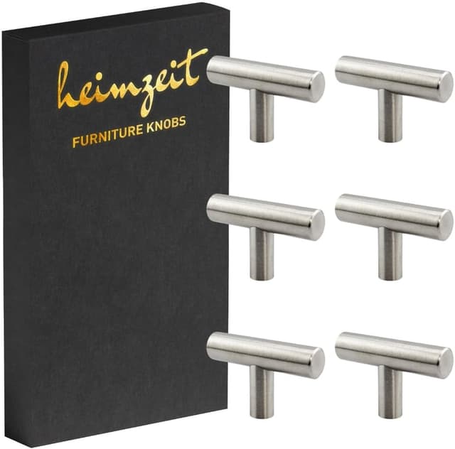 Detalle de heimzeit Tiradores en T acero inoxidable 6 piezas