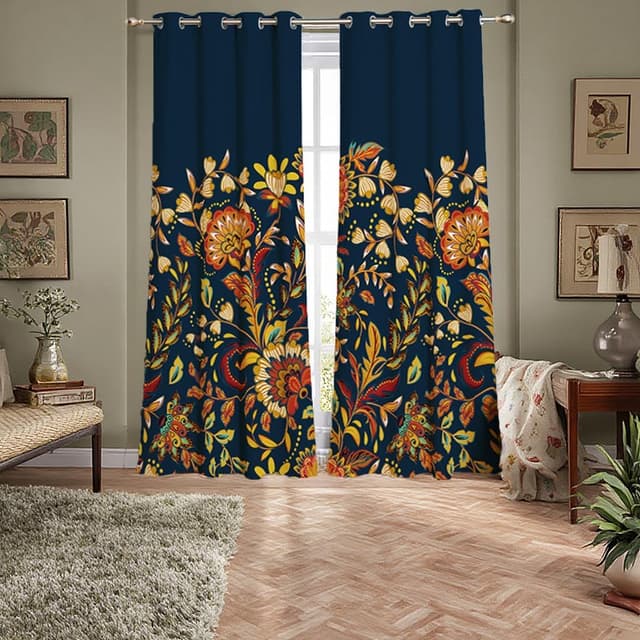 Detalle de Tokusyou Boho Verdunklungsvorhänge Marineblau 158×132 cm