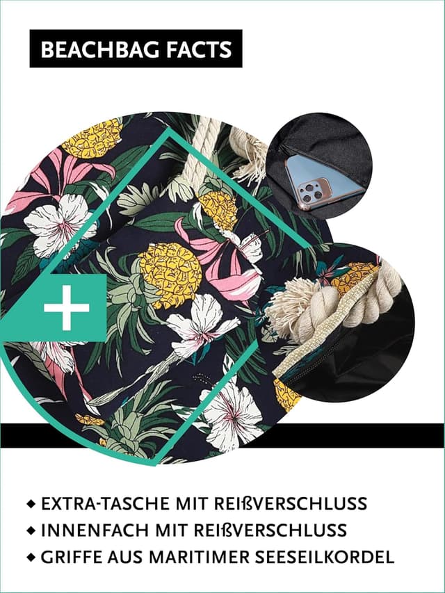 Detalle de Strandtasche DonDon XXL Shopper 58 x 38 x 18