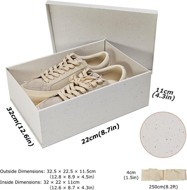 Detalle 2 de Tekhoho Off-White Large Gift Box (32x22x11cm) – reusable, foldable gift box with lid & ribbon