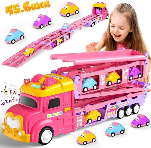 Detalle de Hot Bee Cars Transporter Truck 6-car set