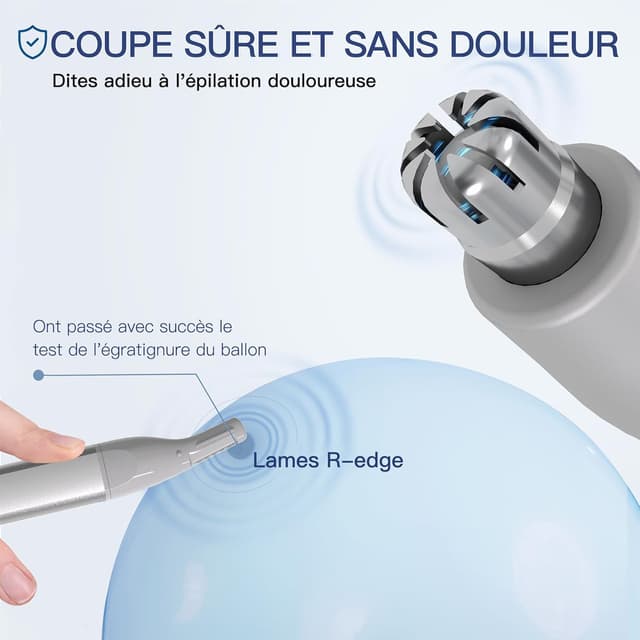 Detalle de HEBECA tondeuse nez et oreilles 2 en 1 rechargeable étanche argent