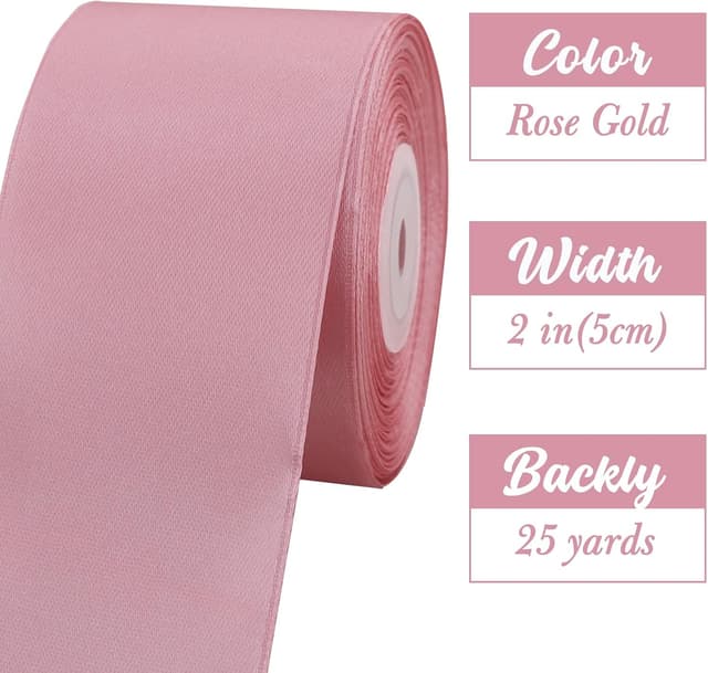 Detalle de TONIFUL Satinband Roségold 5 cm x 20 m – Geschenkband für große Schleifen und Deko