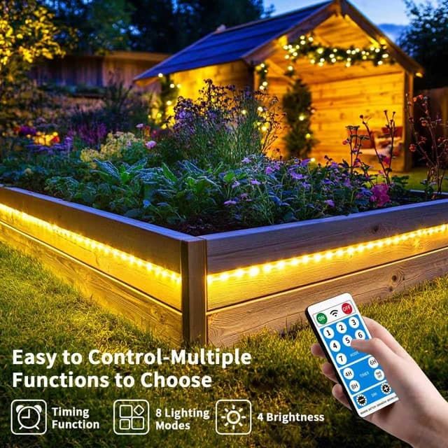 Detalle de RJEDL Catena luminosa esterno solare 53m con 500 LED e telecomando 8 modalità, IP65