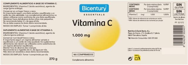 Thumbnail 6 de Bicentury Vitamina C 1000mg 🍊 Refuerzo Inmunitario 180 comprimidos