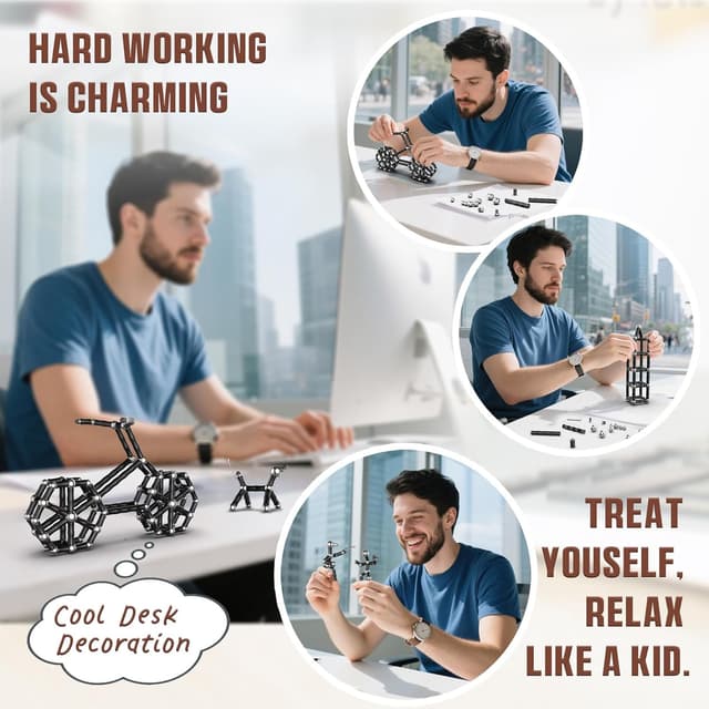 Detalle de Tigerhu Penna Magnetica multifunzione antistress con accessori (nera) – fidget pen da scrivania e gioco