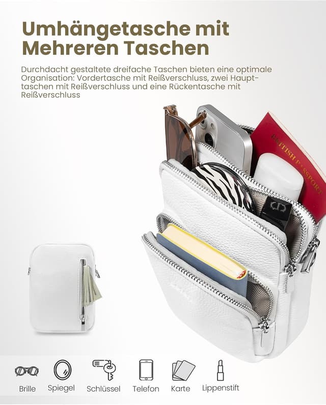 Detalle de befen Echtleder Handytasche zum Unhängen für Damen mit RFID-Blockierung und Kartenfächern