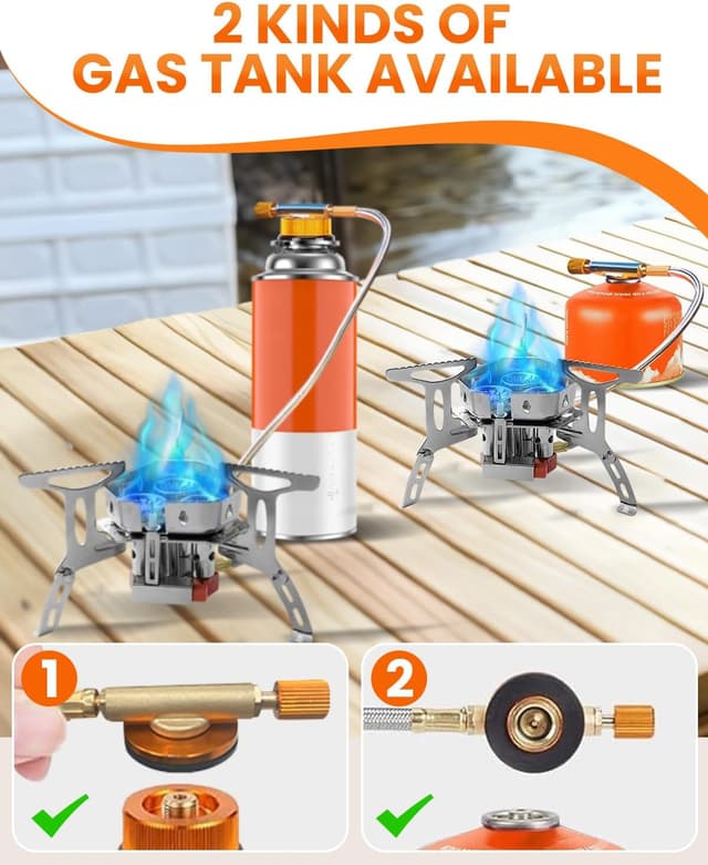 Detalle de Portable Camping Gas Stove with 6800W Burner, Piezo Ignition & Windproof Design