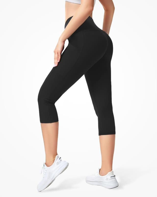 Detalle 2 de SIMIYA Women’s High-Waist Cropped Sports Leggings with Pockets (3/4)