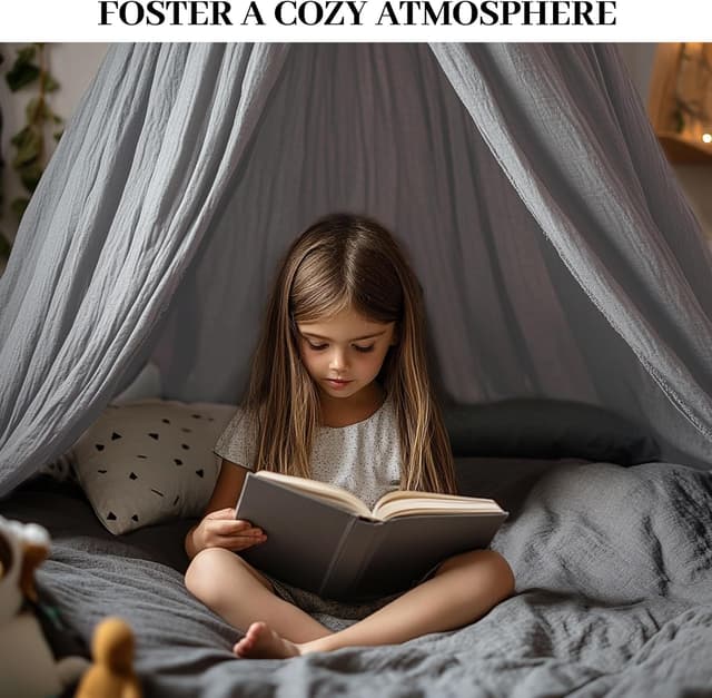 Detalle 1 de Kinder Himmelbett Baldachin Grau, 280 cm