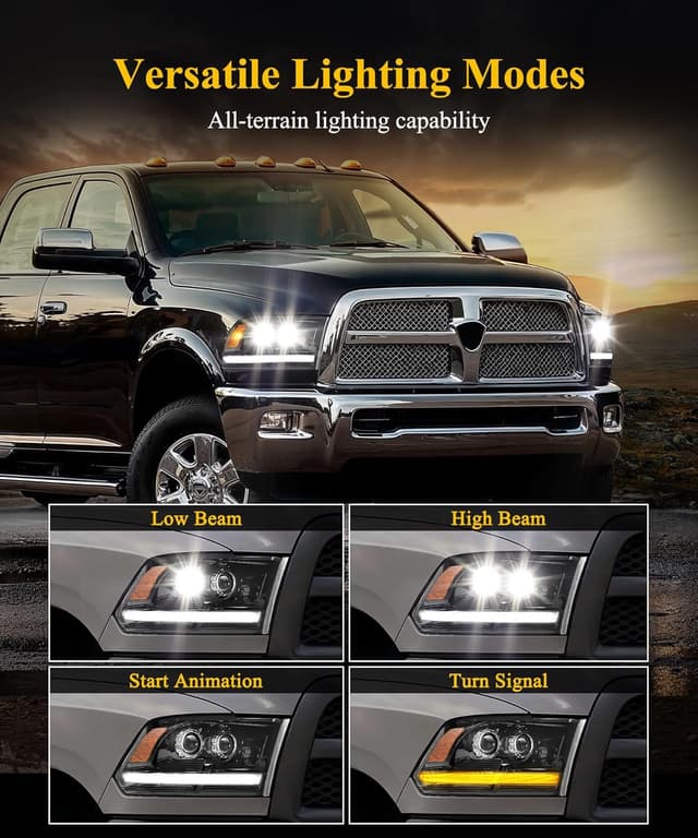 Detalle de Partsam Full LED Headlights Assembly (DOT Approved) for 2009-2018 Ram 1500/2500/3500, Dual Projector LED Pair
