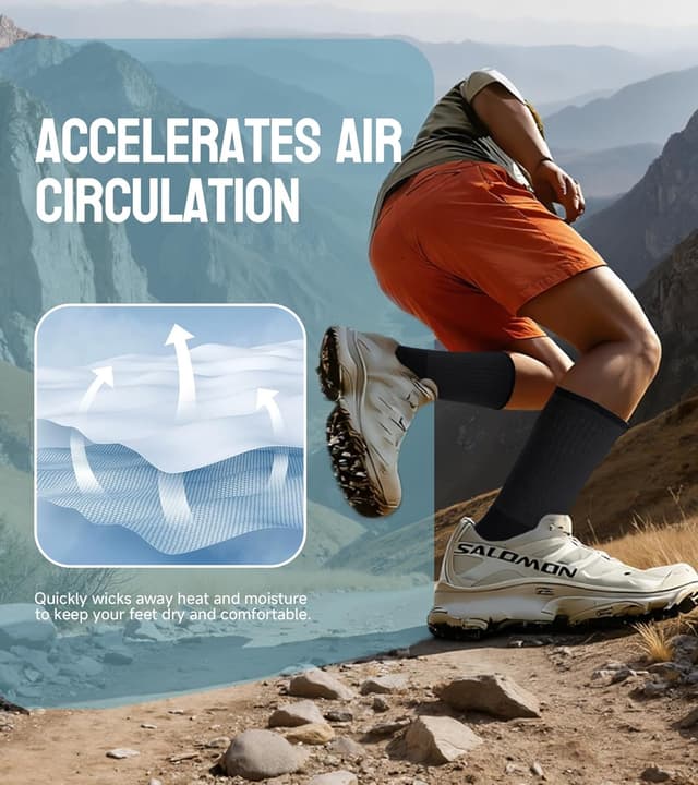 Detalle de TANSTC Chaussettes de randonnée en laine mérinos (femme) – 3 paires, anti-ampoules, respirantes