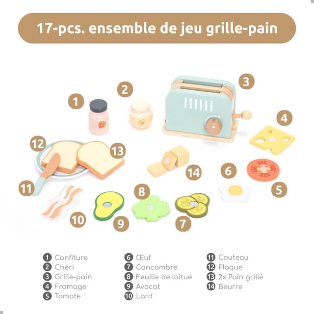 Thumbnail 4 de UMU Grille-Pain en Bois et Sandwich 17 pièces