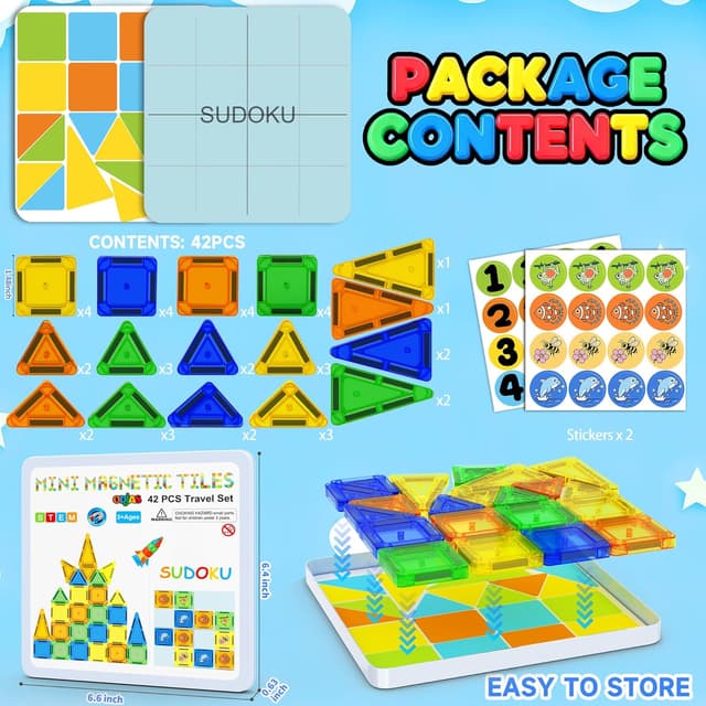 Detalle de 42pc magnetic tiles travel set