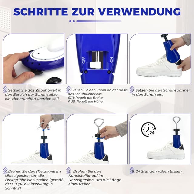 Detalle de MoeQuliee Schuhspanner Herren Damen – 3-Wege verstellbarer Schuhdehner für Länge, Breite & Höhe