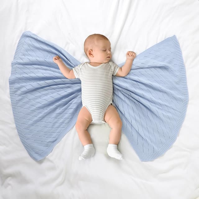 Thumbnail 2 de mimixiong Cotton Knit Baby Blanket 100 x 80 cm Water Blue