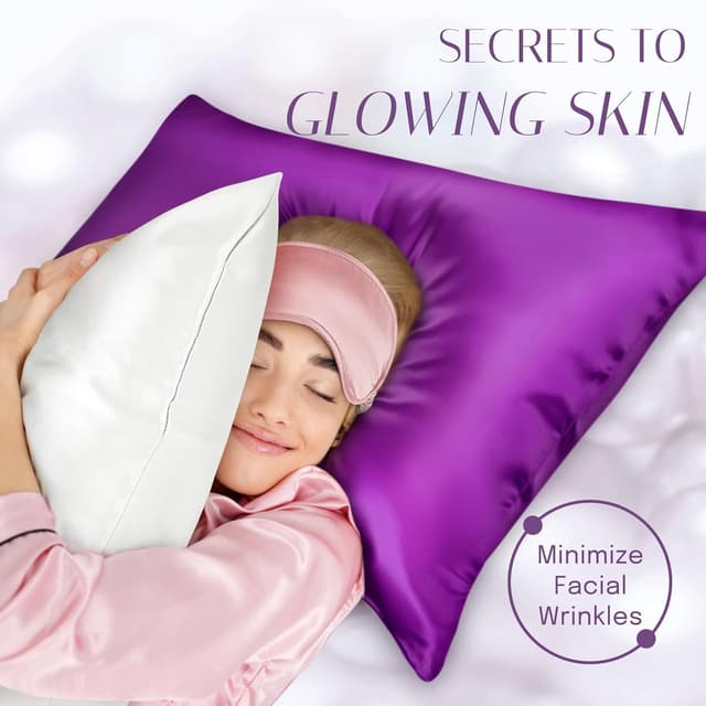 Detalle de OLESILK Seide-Kissenbezug (16 Momme, 40x40 cm) mit Reißverschluss – violett