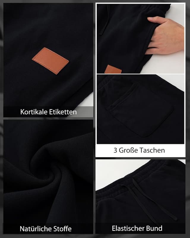 Detalle de HMIYA Jogginghose für Herren aus Baumwolle – Trainings- und Freizeithose mit Taschen und verstellbarem Bund