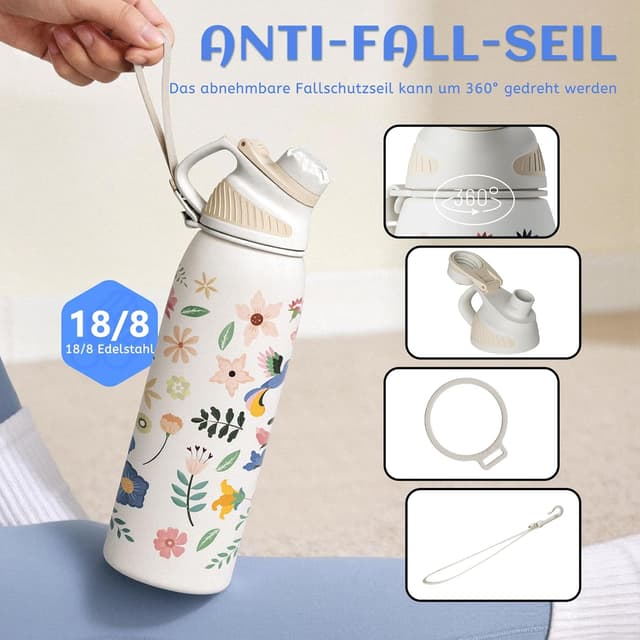 Detalle de Fjbottle Sport-Trinkflasche aus Edelstahl mit magnetischem Deckel, 1.000 ml