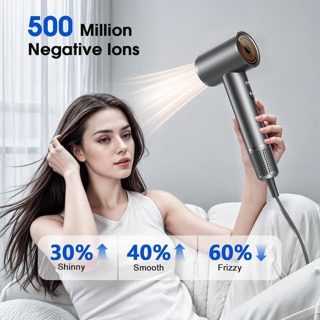Detalle de Hair Dryer Professional Ionic Hair Dryer with Diffuser, High-Speed Brushless Motor (110,000 RPM)