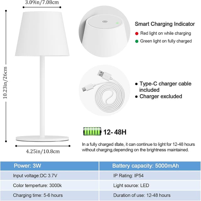 Thumbnail 4 de lundwa Dimmbare Tischlampe 26 cm