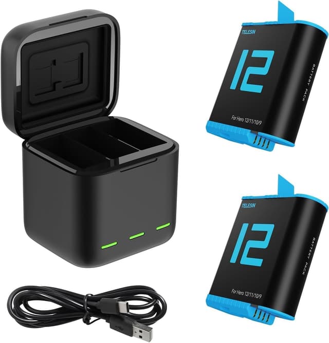 Detalle de TELESIN Akku-Ladegerät-Set 2er für GoPro