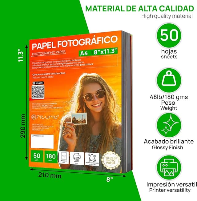 Detalle 2 de OFITURIA Papel Fotográfico A4 180 g/m²