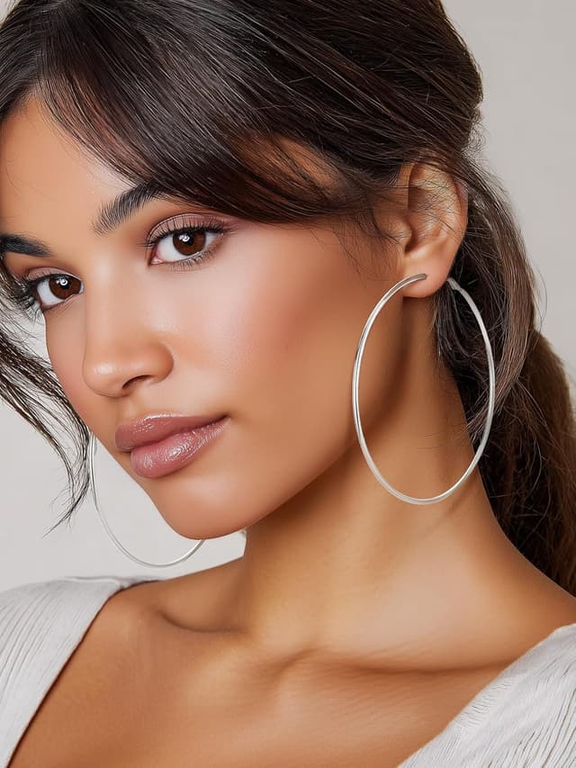 Detalle 2 de GoldChic créoles femme en acier inoxydable plaqué or, grand anneau (diamètres 30/50/70/100 mm)