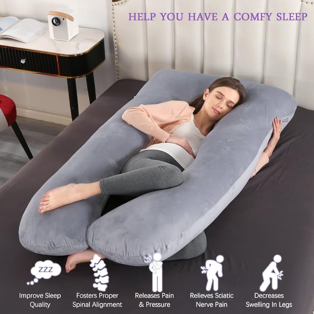Thumbnail 3 de VASSVIO Pregnancy Pillow U‑Shaped 145x70 cm