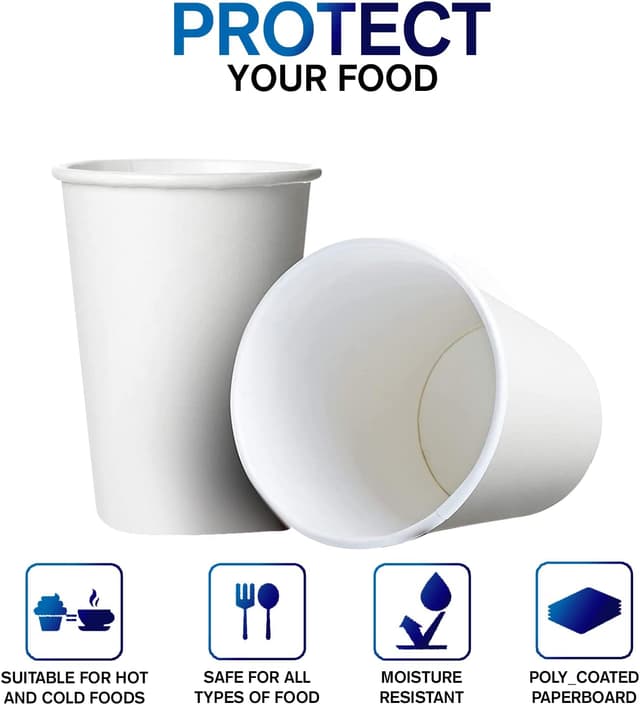 Thumbnail 6 de Smygoods Disposable White Paper Coffee Cups with Lids (16 oz) — Pack of 100
