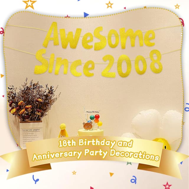 Thumbnail 5 de Lanstorm 18th Birthday Banner Gold Glitter