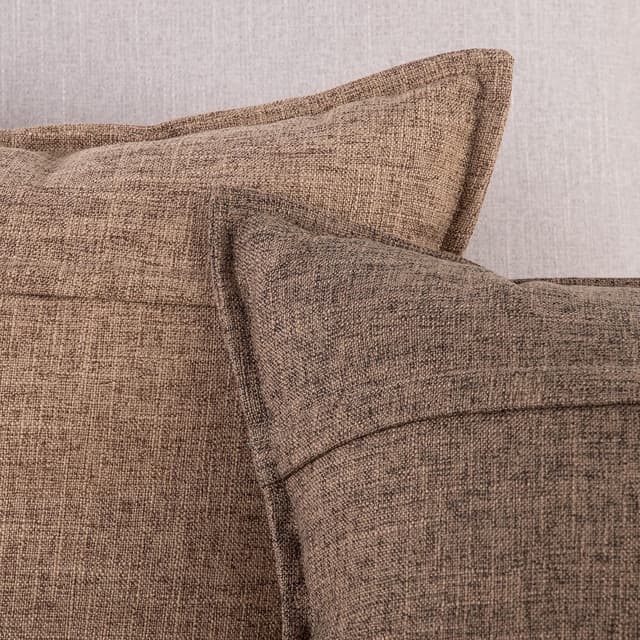 Detalle de Madizz 2er-Set Kissenbezüge aus Polyester-Leinen (Hellbraun) 60x60 cm