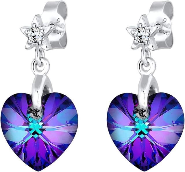 Detalle de Elli Ohrringe Herz Stern mit Kristallen