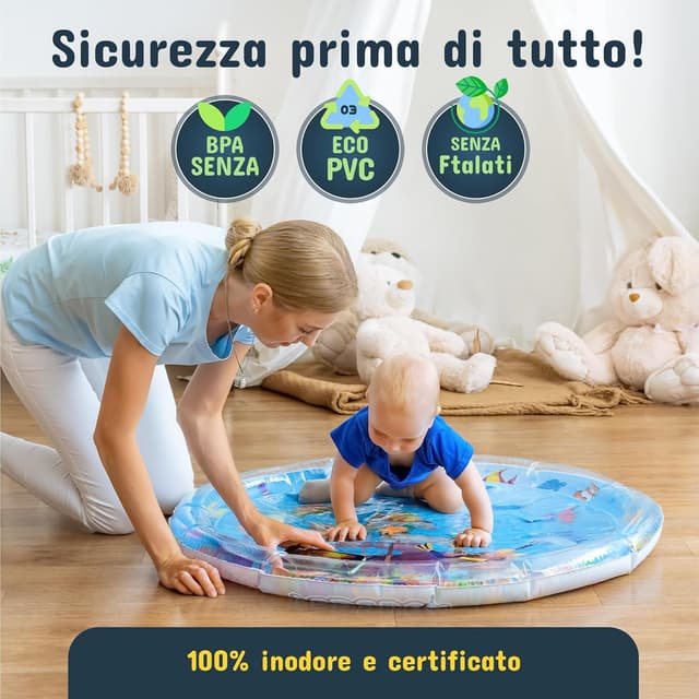 Detalle de NouBaby Tappetino Tummy Time Neonato XXL con cuscino e giochi sensoriali ad acqua