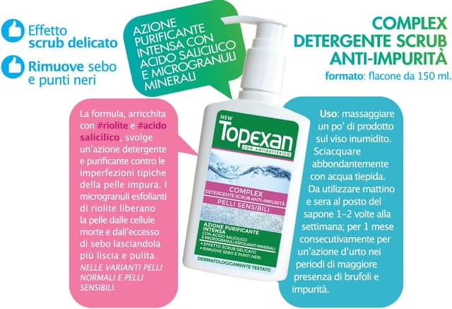 Detalle 2 de NewTopexan Complex Pelli Sensibili 150 ml: gel detergente purificante per imperfezioni