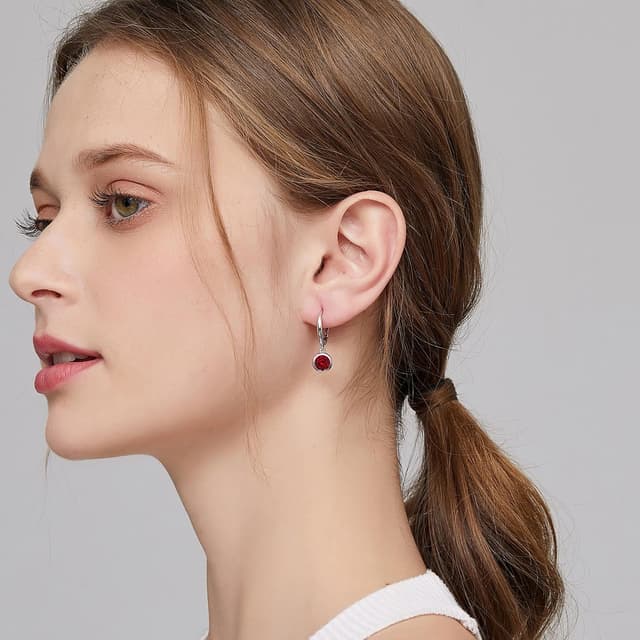 Detalle de Jiamiaoi Weißgold-überzogene Hängeohrringe mit Zirkonia (925 Sterling Silber) – Tropfenohrringe in Silber/Roségold