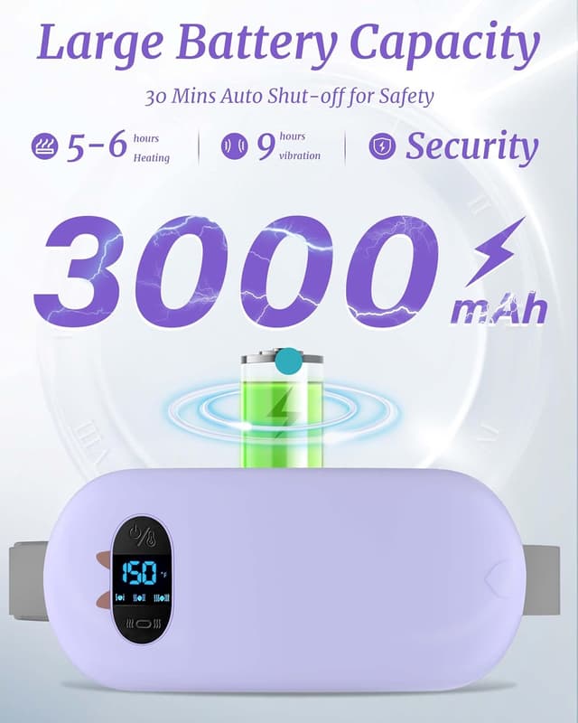 Detalle 2 de Heat Pad for Period Pain Relief – Upgraded Electric Fast Heating Pad with 6 Heat & 6 Massage Modes (Purple)