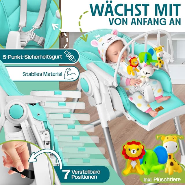 Thumbnail 4 de KIDIZ 3in1 Hochstuhl Türkis