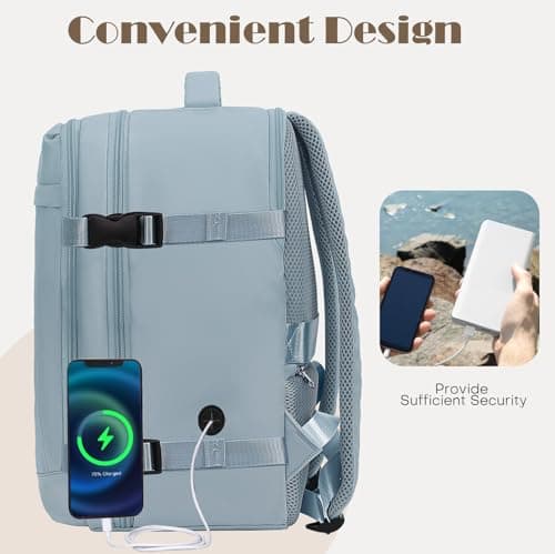 Detalle 2 de Yankony mochila de viaje cabina 30L 45x36x20 con bolsillo antirrobo (azul)