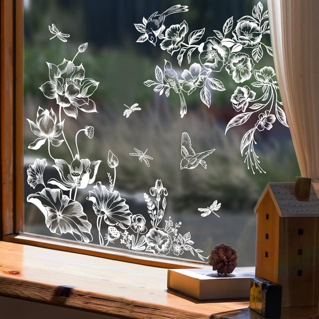 Thumbnail 3 de Supzone Stickers Fenêtre Fleurs Blanches 30x60 cm