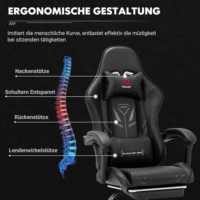 Thumbnail 6 de COLAMY Gaming Stuhl mit 137 kg Belastung
