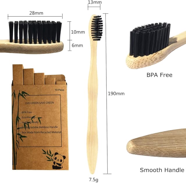 Detalle de Goaycer Bamboo Toothbrushes 10 Pack — Medium bristles 🪥