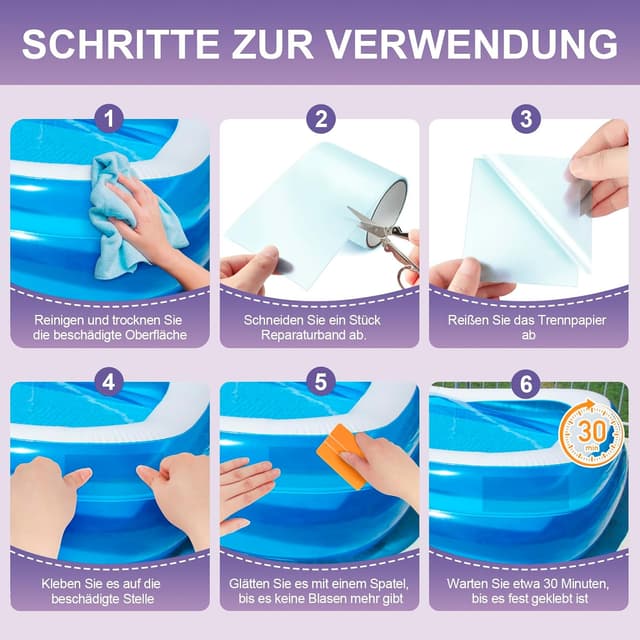 Thumbnail 6 de Kit de réparation Edonkvi pour piscine liner et PVC : rustine sous l’eau 10 cm x 300 cm