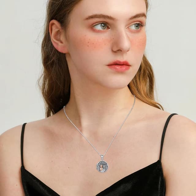 Detalle 2 de PARYFO Medaillon- und Urnen-Halskette aus 925 Sterling Silber mit Pferd-/Lebensbaum-/Herz-Motiv – Keepsake-Schmuck am Kettenband