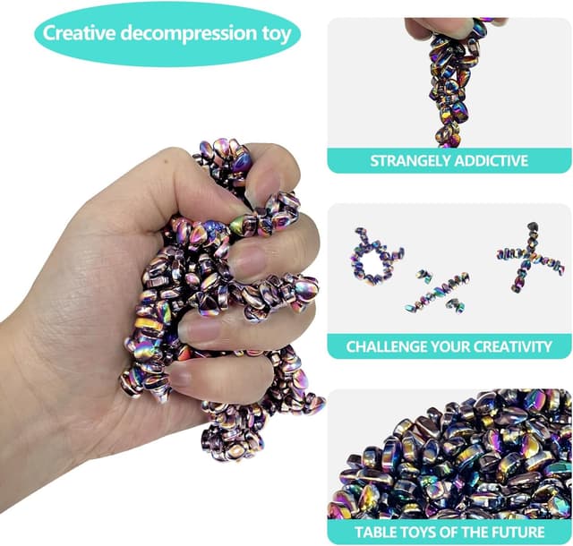 Detalle 2 de 1000pcs Ferrite Putty Fidget Toys Magnetic Stones in Metal Tin (Adults) – Multicoloured